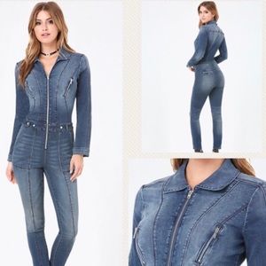 BEBE DENIM JUMPSUIT
